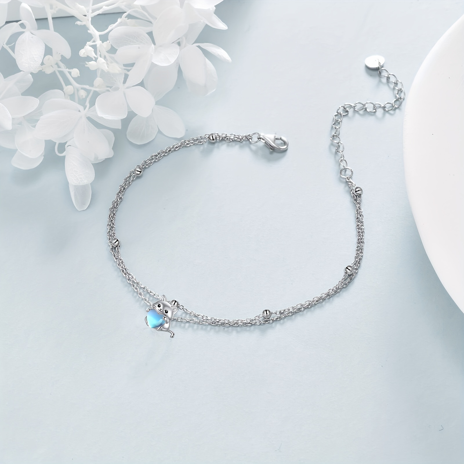Moonstone Cat Bracelet S925 Sterling Silver